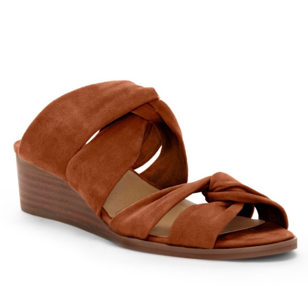 Lucky Brand Rhilley Brown Suede Wedge Heel Sandals size 9.5